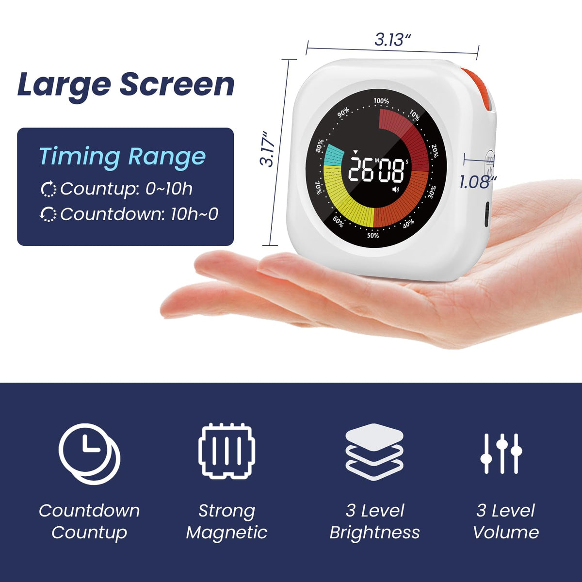 Visual Timer for Kids, Rechargeable 10-Hour Countdown/Up Timer