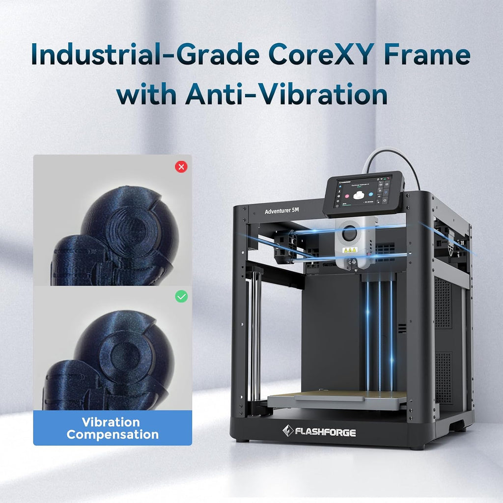 Flashforge Adventurer 5M 3D Printer for Beginners, 600mm/s Fast Printing, Direct Drive (280°C), Auto-Leveling, 8.7"x8.7"x8.7" PEI Build Plate - Ideal for Home, School & Makers