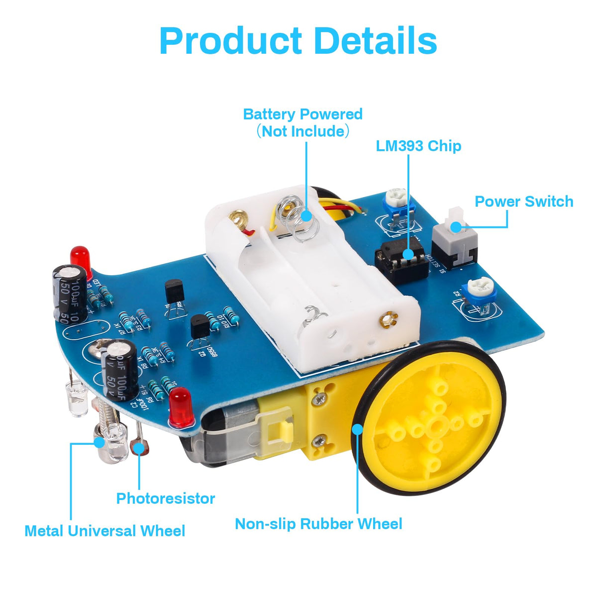 MiOYOOW Line Following Robot Car Kit, Beginners Smart Car Soldering Practice Kit STEM Educational Electronics Soldering Projects for School and Home Learning