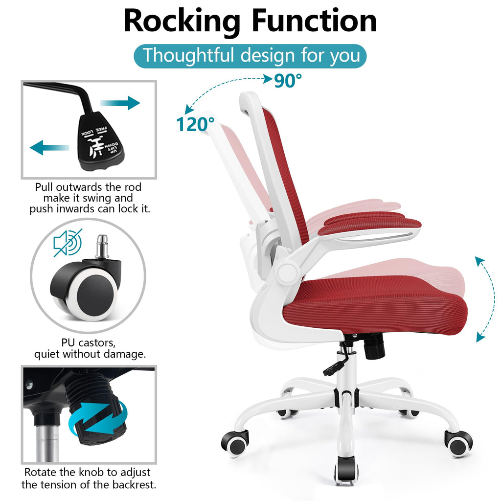 FelixKing Office Chair, Ergonomic Desk Chair Breathable Mesh Chairs Adjustable High Back Lumbar Support Flip-up Armrests, Executive Rolling Swivel Comfy Computer Chairs Home Office Black