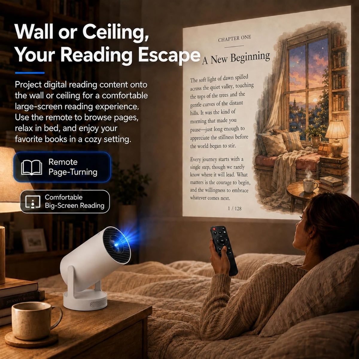 BookGlow Smart Reading Projector with Wireless Page Turner