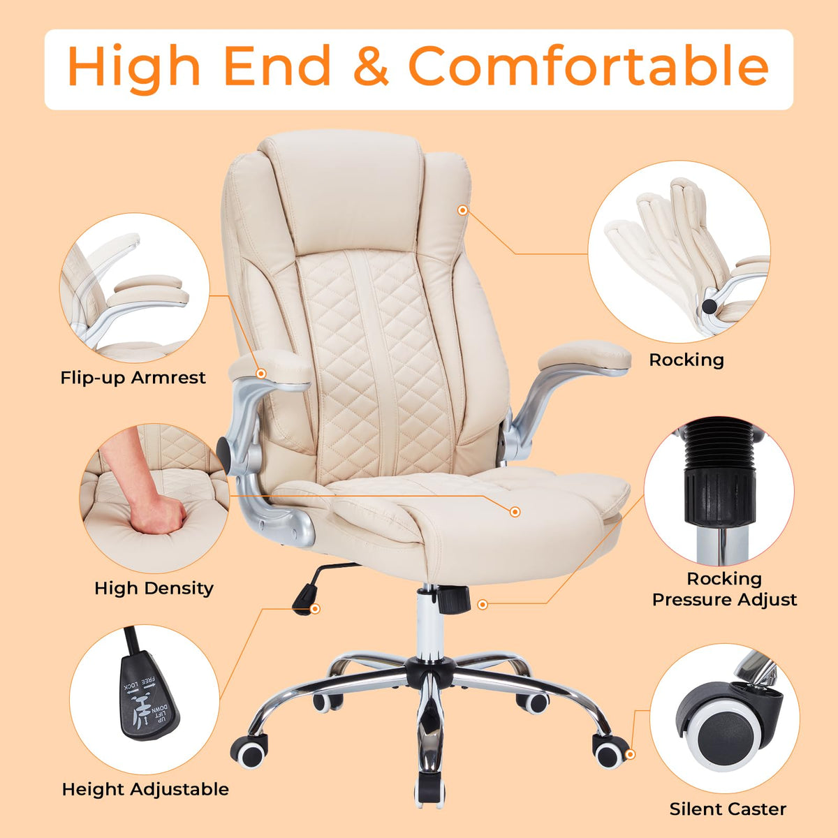 HESL 350 lb High-Back Executive Desk Chair (Multiple Colors)