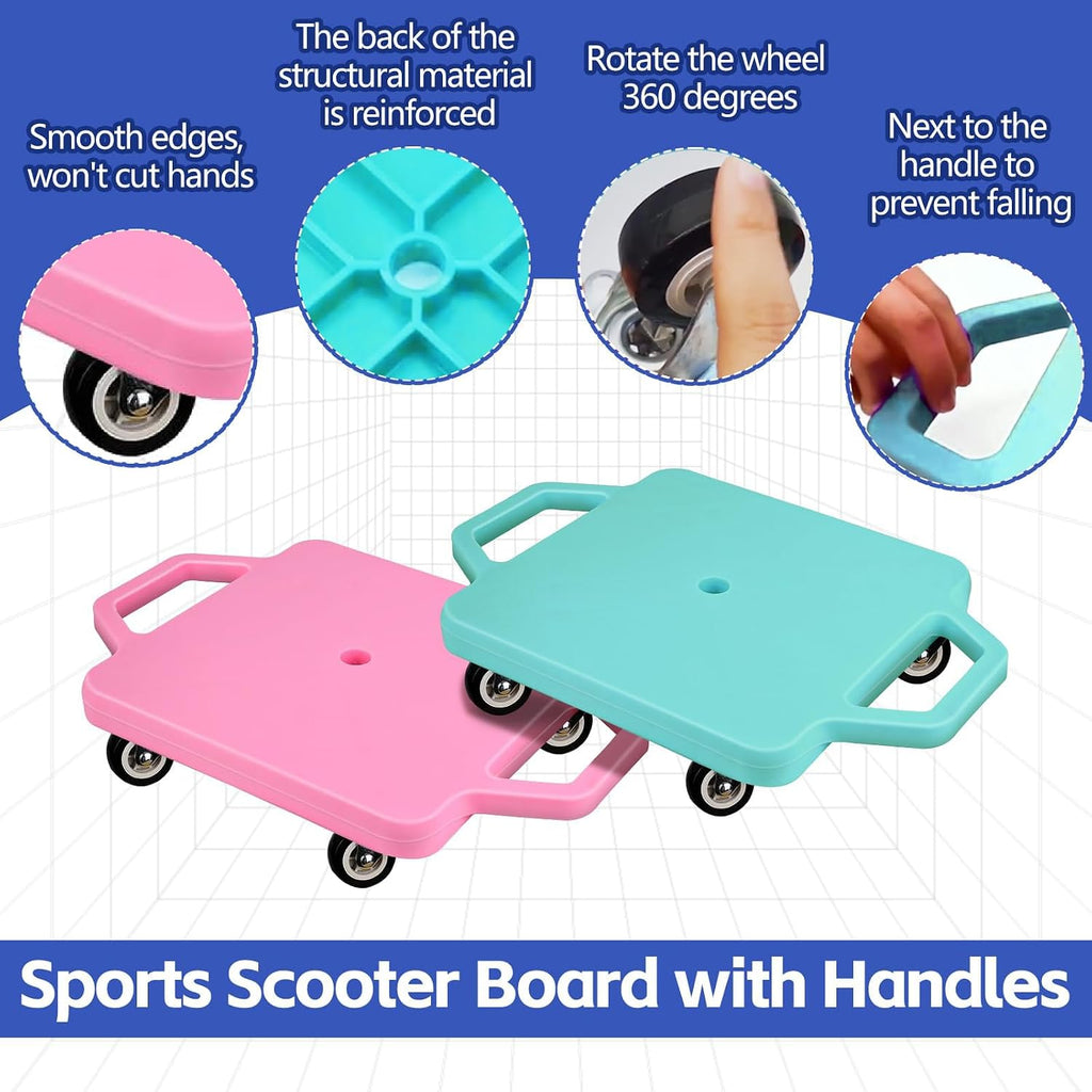 SUNYIWJIE Sitting Scooter Board Set (2-Pack) - Gym & Outdoor PE Equipment for Kids