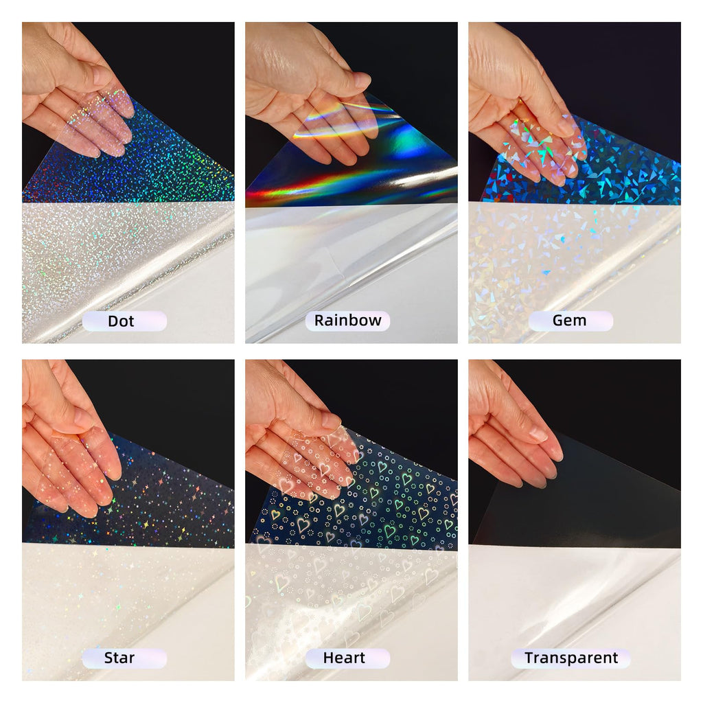 36 Sheets Holographic Laminating Sheets Clear Self Adhesive Sticker Paper