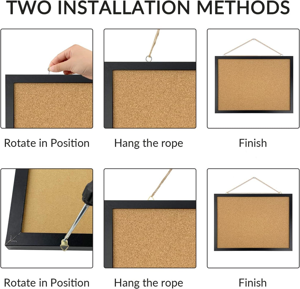 Black Wood-Framed Cork Bulletin Board, 17.7 × 13.3 Inches (K–12)