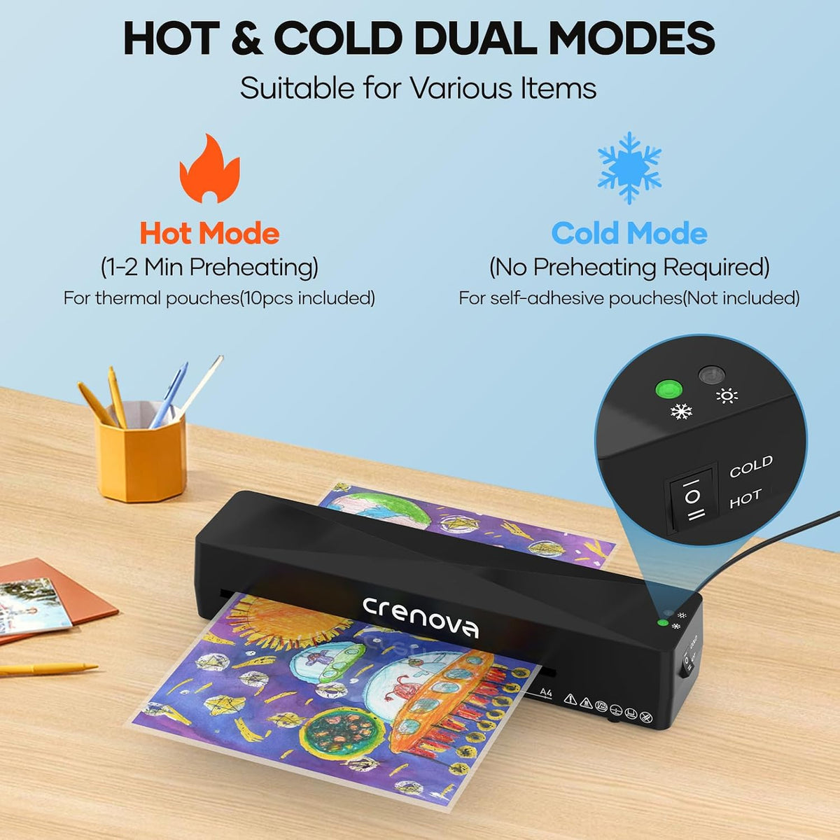 13" A4 Thermal Laminator with 10 Laminating Sheets