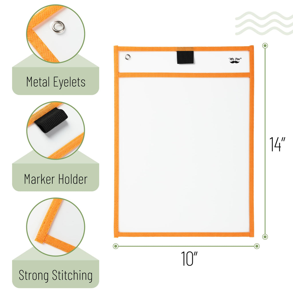 Mr. Pen- Reusable Dry Erase Pocket Sleeves, 10" x 14", 6 Pack, Colorful
