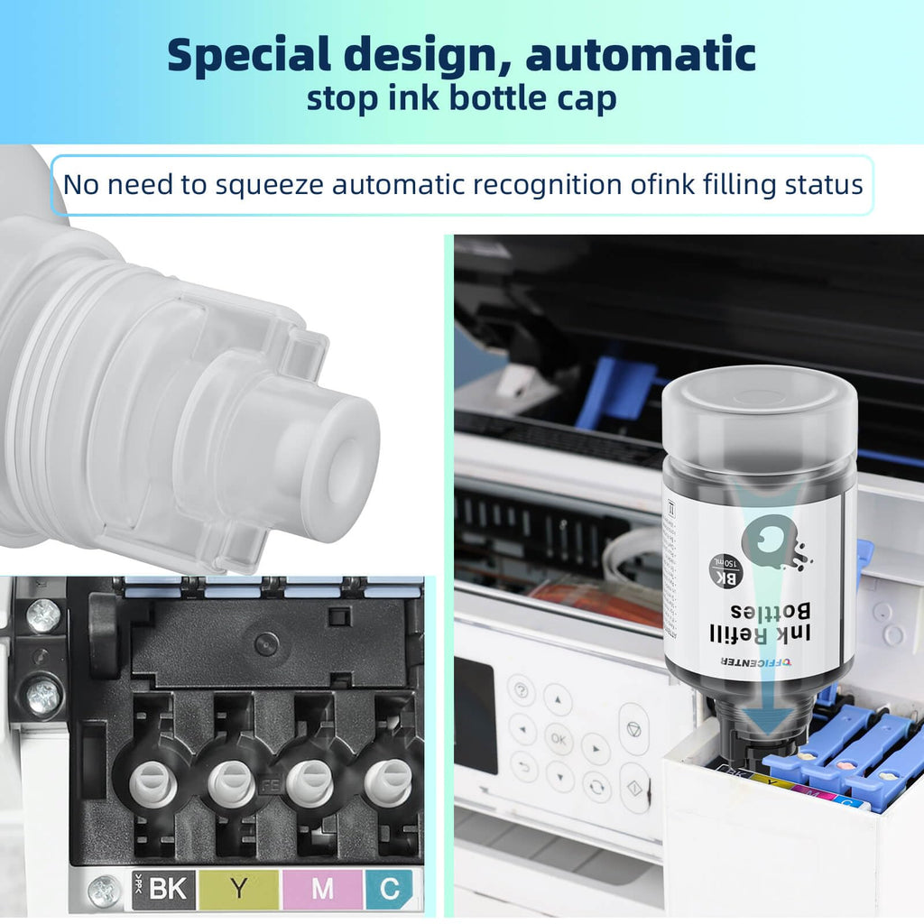 OFFICENTER Compatible Ink Refill Bottles for ET2760 ET-4760 ET2750 ET-3760 ET-2850 ET-15000 ST-4000 ST-2000 ET-3710 ET-3850 ET-3750 ET-4850 ET-3830 ET4750 ET2700 ST3000 ET3700 Printer(2BK C M Y)