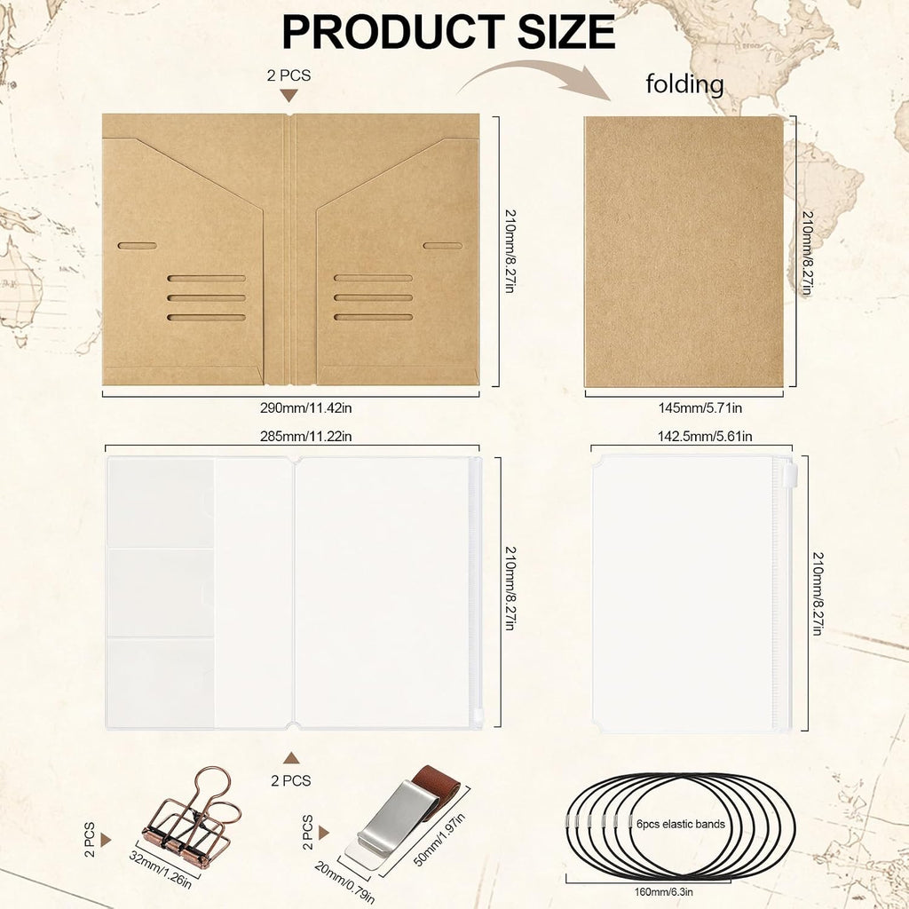 2PACK A5 Size Travelers Journal Notebook Accessories Inserts Kit