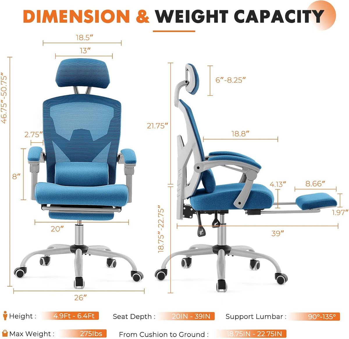 Sweetcrispy Ergonomic Office Desk Chair, Swivel Computer Chair