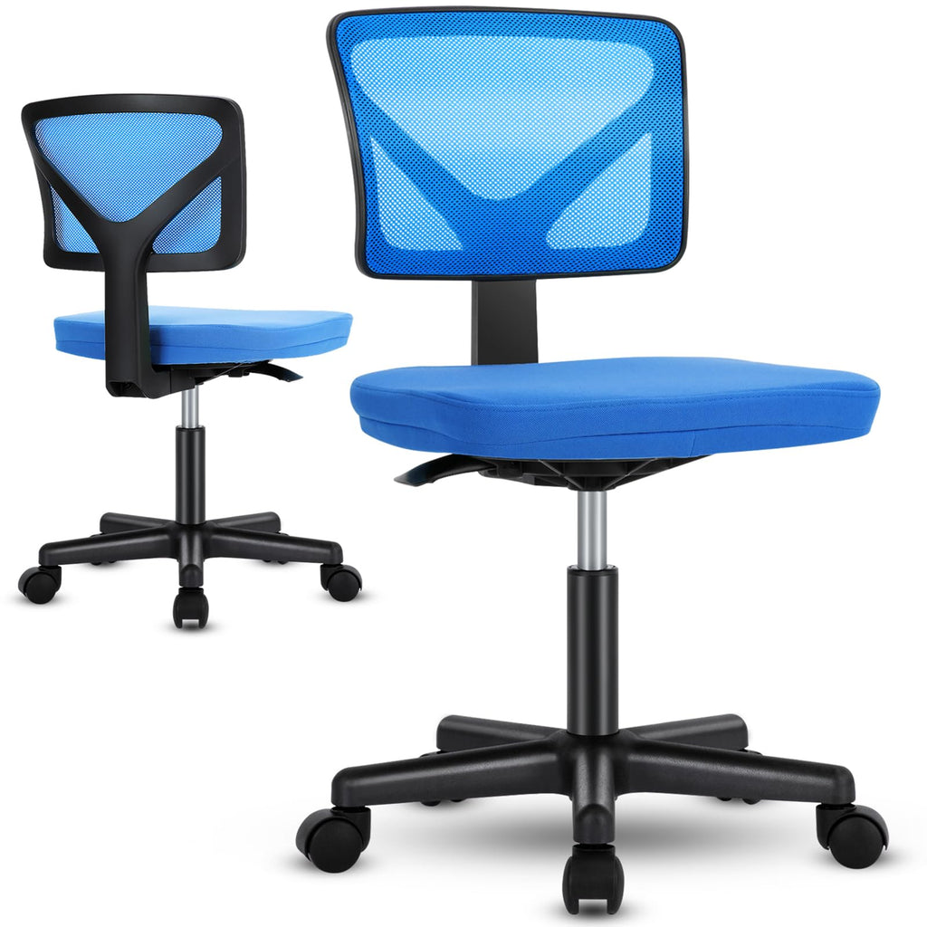 Sweetcrispy Small Armless Desk Chair, Mesh Rolling Office Chairs