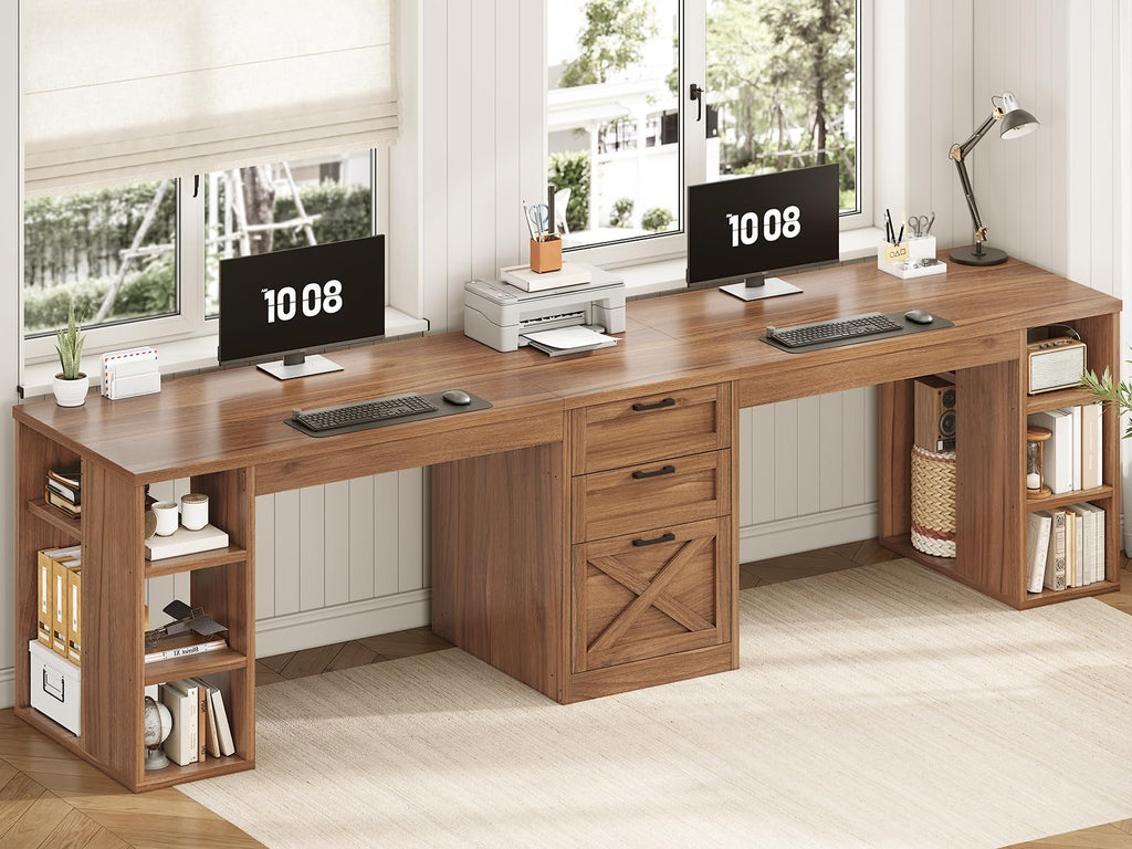 SEDETA 96.5-Inch Two-Student Desk with Drawers