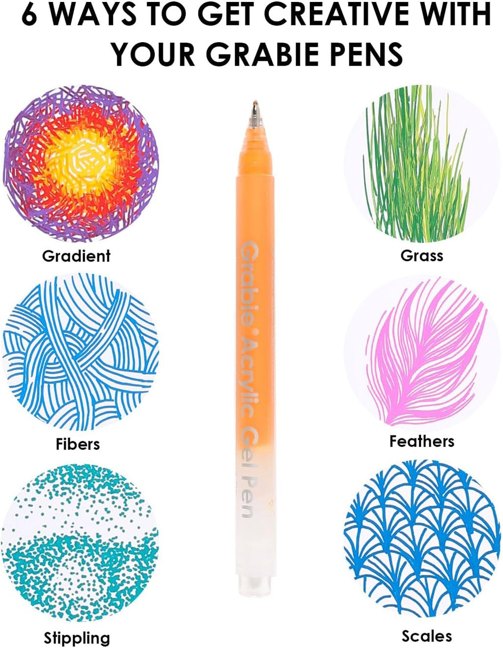 Grabie Acrylic Gel Pens Coloring Kit with Book, Pack of 12 Ocean Colors