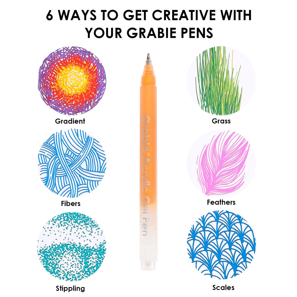 Grabie Acrylic Gel Pens Coloring Kit with Book, Pack of 12 Ocean Colors