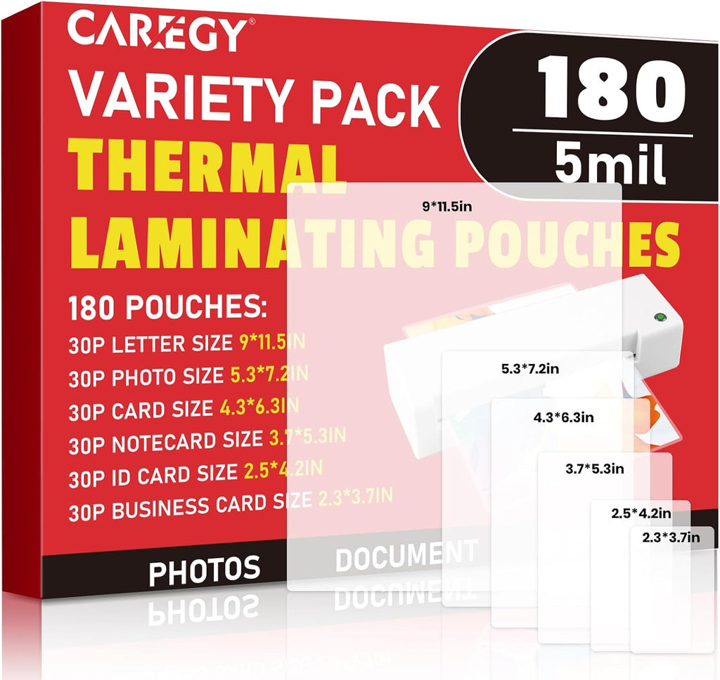 CAREGY 180 Count Thermal Laminating Pouches,5Mil
