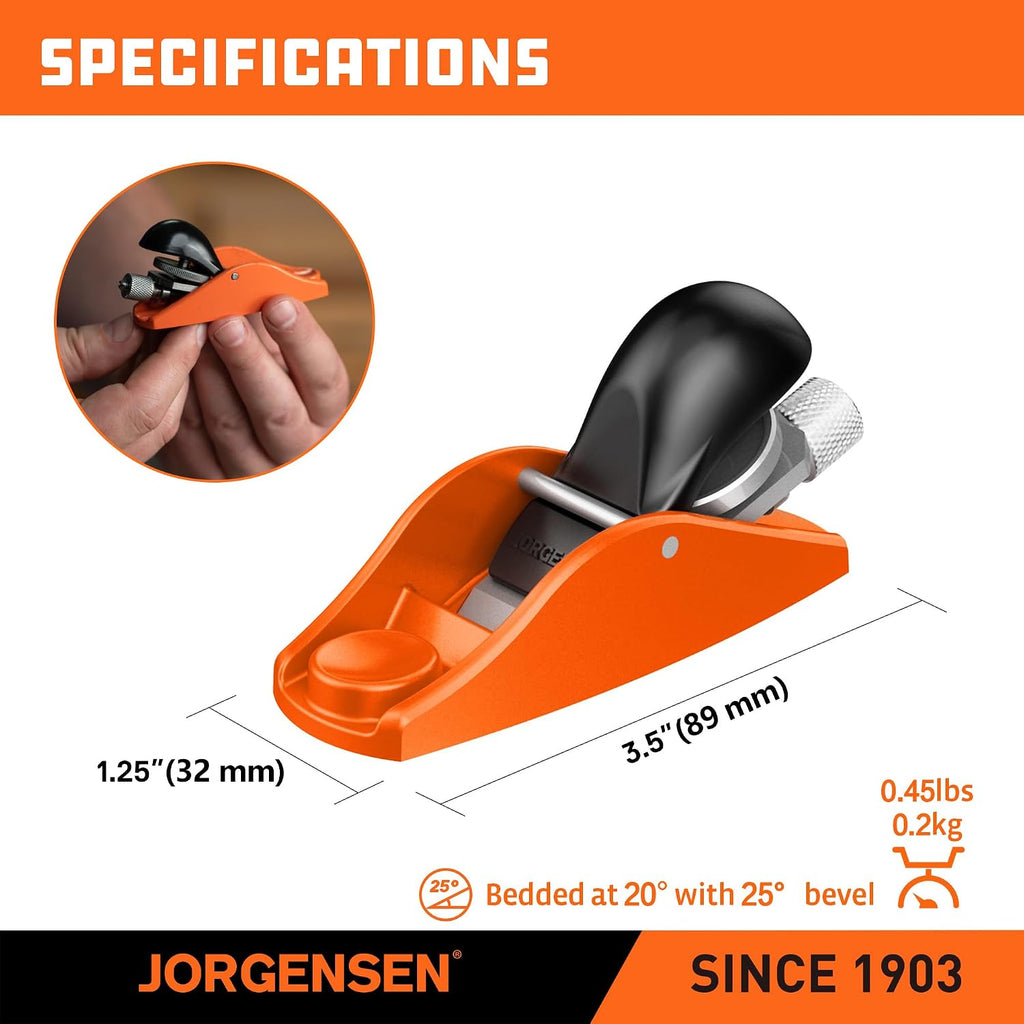 JORGENSEN No.101 Mini Wood Planer - Mini Hand Planer for Woodworking