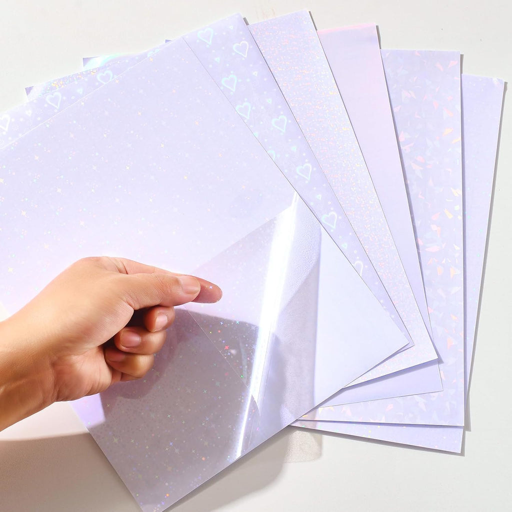 36 Sheets Holographic Laminating Sheets Clear Self Adhesive Sticker Paper