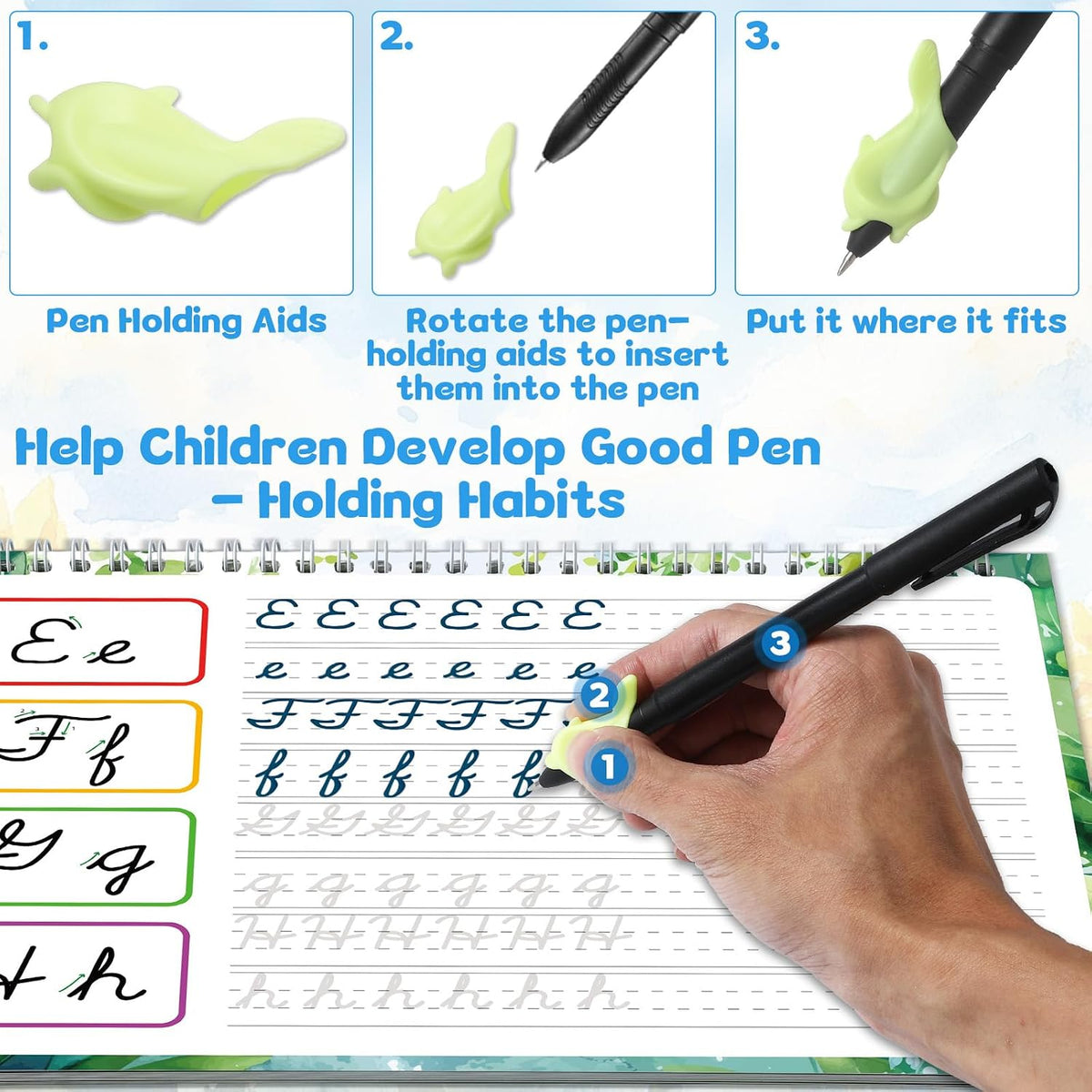 8 Pack Grooved Cursive Handwriting Workbook with Disappearing Ink Pens Magic Grooved Cursive Reusable Handwriting Practice Books Copybooks for Kids Beginners Learning Activities Supplies