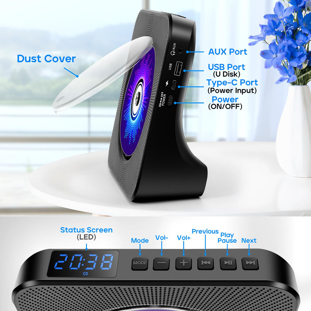 ROADOM KC607 Rechargeable Bluetooth CD Player for Learning (K–12)