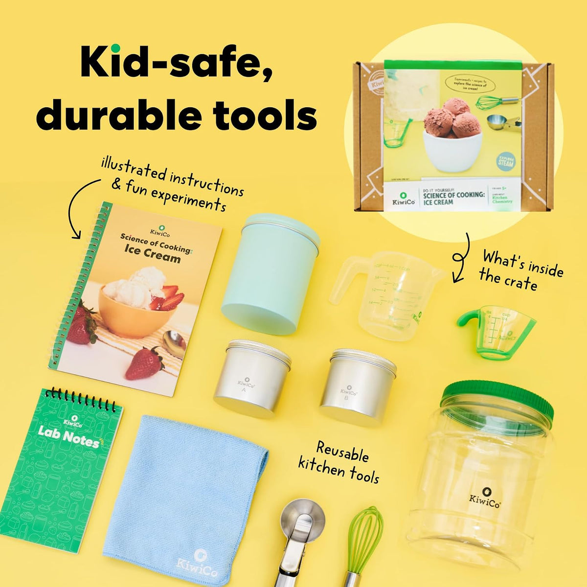 KiwiCo Science of Cooking Ice Cream Kit - STEM Chemistry Set for Ages 5+