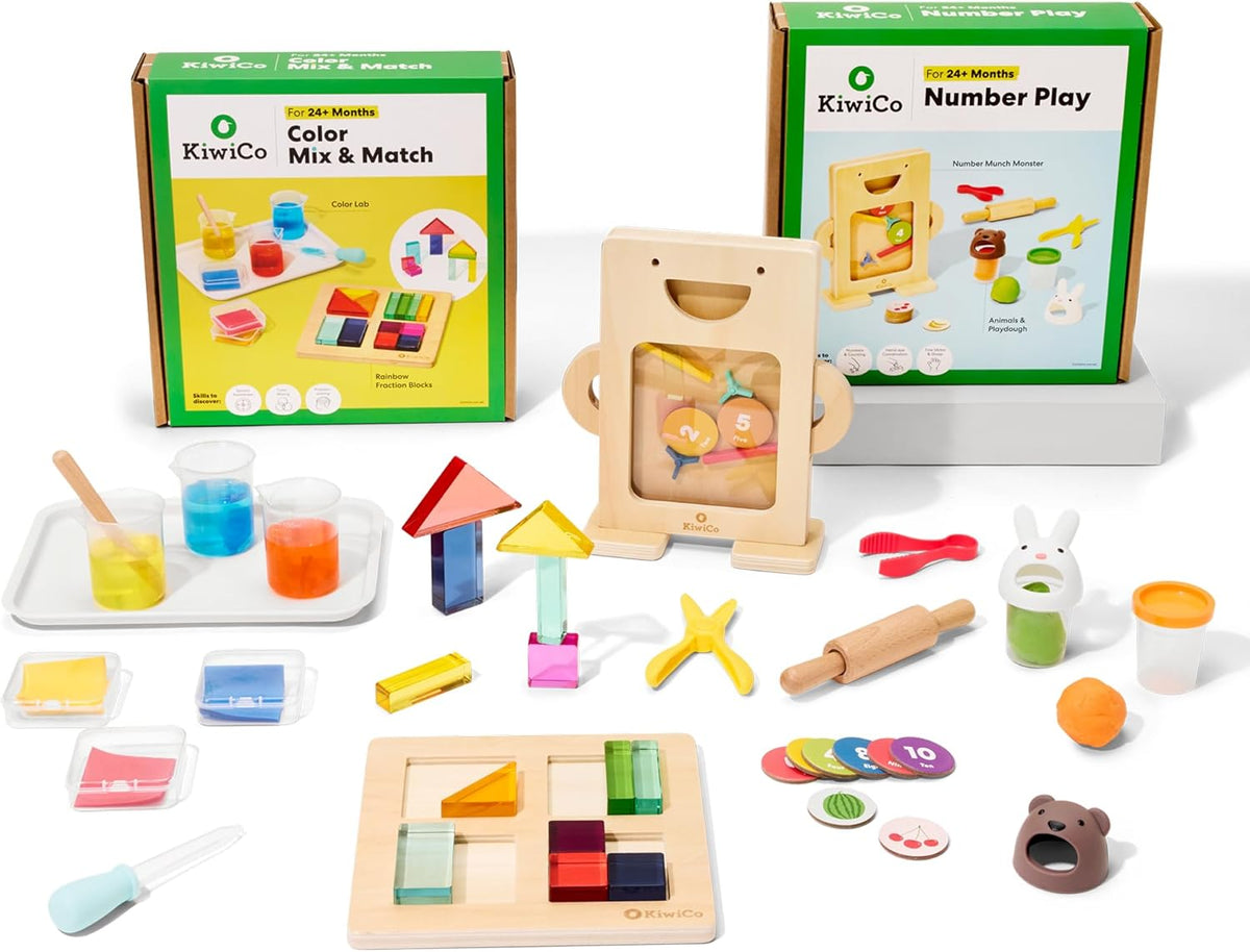 KiwiCo Preschool Learning Bundle: Color Mix & Number Play Kits, Ages 2+