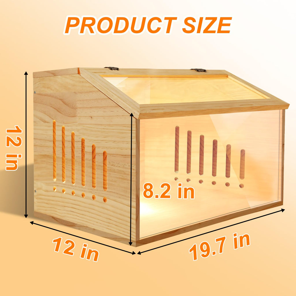 Brooder Box for Chicks，Indoor Smart Wooden Poultry Brooder with Heater, Suitable for 5-7 Newborn Chicks, Ducks, Quail, etc.（12 * 12 * 15.7inch）