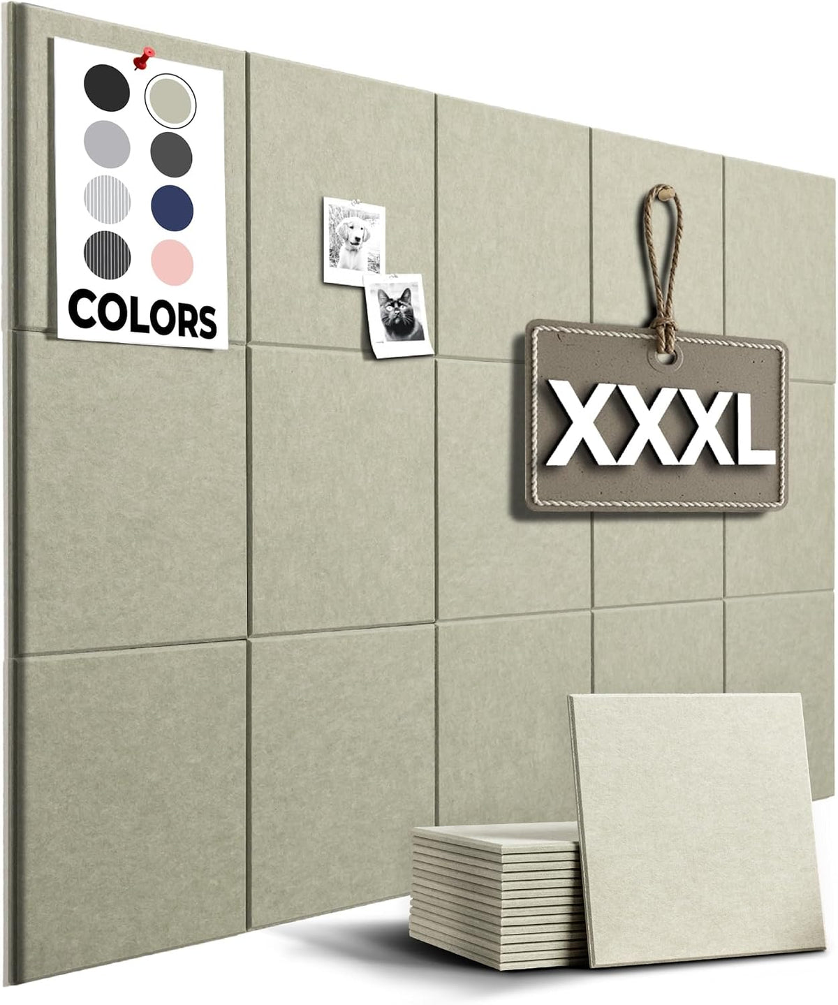 WALLHERO Felt Bulletin Board Tiles, 15-Pack (K–12)