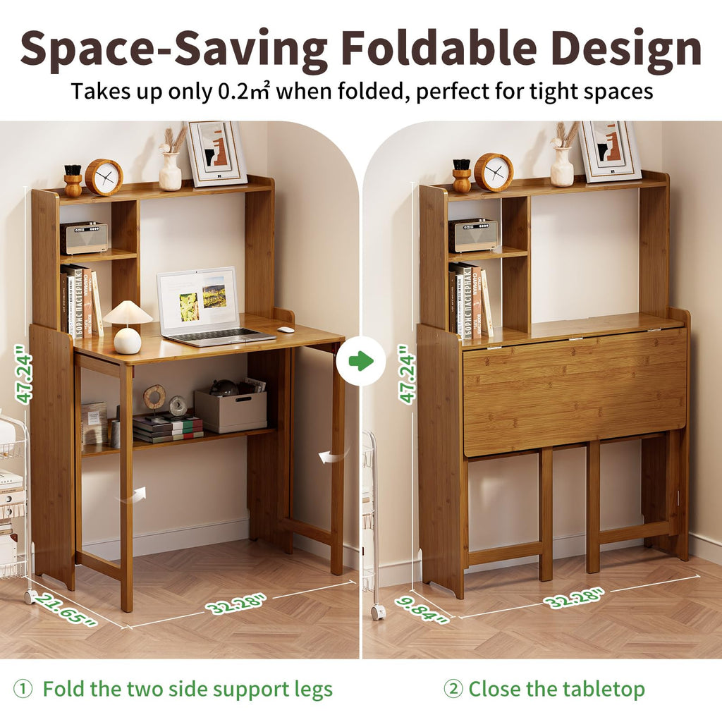 Dezyfurni Bamboo Folding Student Desk with Storage