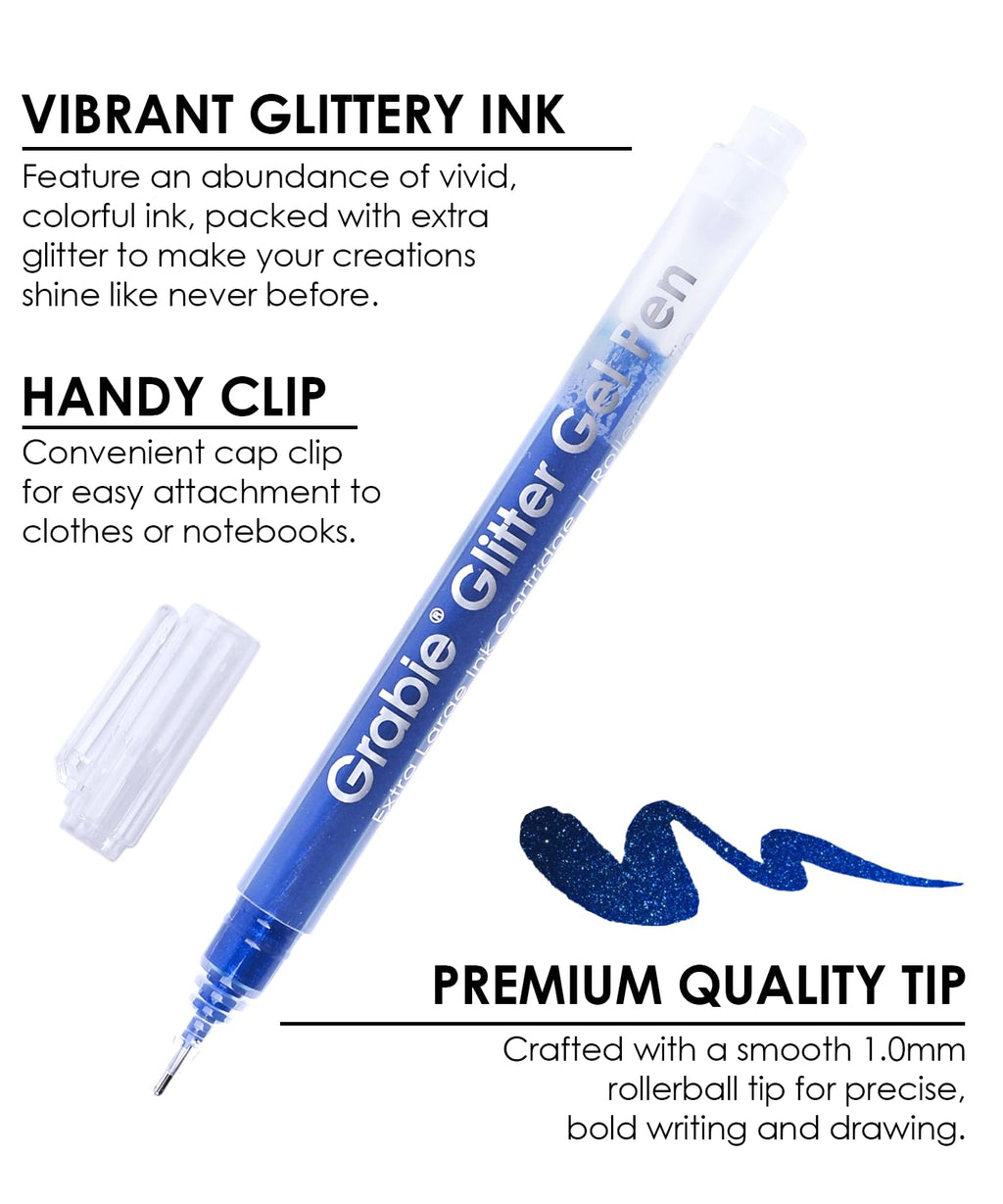 Grabie 18 Color Glitter Gel Pens, Retractable Sparkle Art Pens