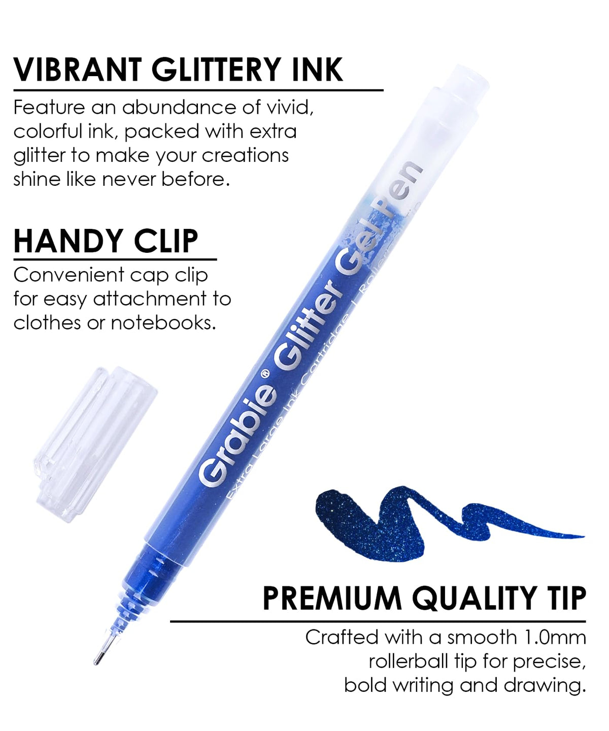 Grabie 18 Color Glitter Gel Pens, Retractable Sparkle Art Pens