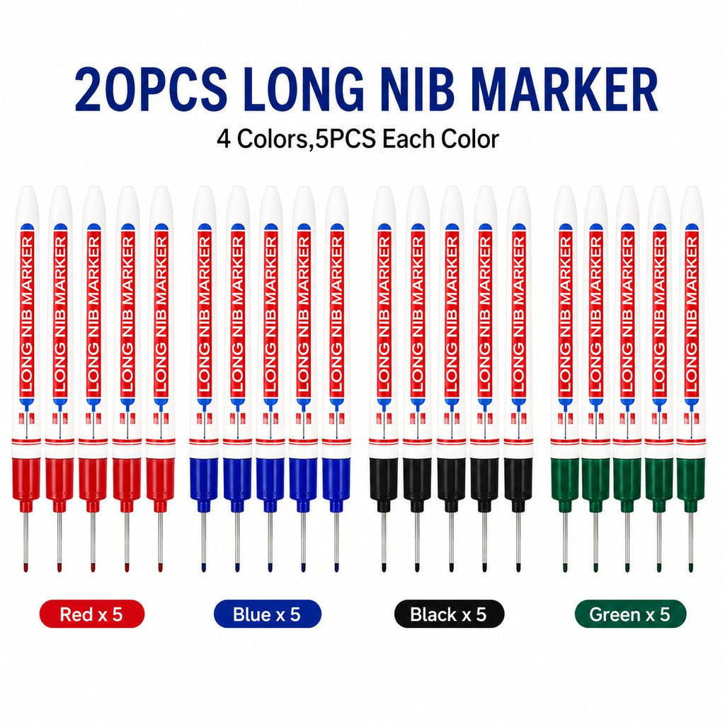 8pcs Long Nib Marker, Long Head Deep Hole Marker Pens, Waterproof Construction Markers Marking Tool, Multi-Purpose Deep Reach Pen Makes For Metal, Carpenter, Woodworking, Gift for Father's Day