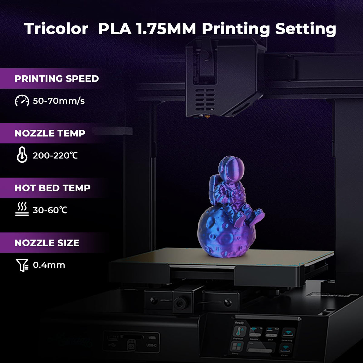 AMOLEN 3D PLA Printer Filament, 1.75mm Glow in The Dark Shiny Firefly Blue PLA Filament for 3D Printing, Best with UV Lamps, 1kg Spool (2.2lbs), Dimensional Accuracy +/- 0.02 mm, Fit Most 3D Printers