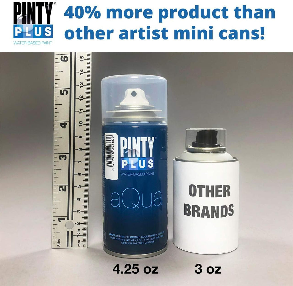 Pintyplus Aqua Mini Water-Based Spray Paint Set – 8-Pack, 4.2oz Cans | Ultra-Matte, Low Odor, Indoor Safe