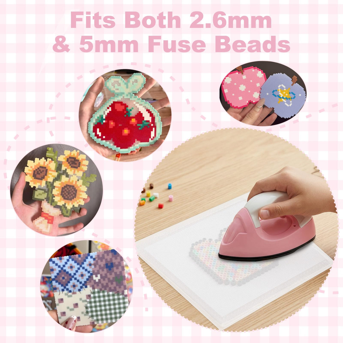 6 Pcs Fuse Beads Glitter Fabric Ironing Paper 7.87"x5.97"