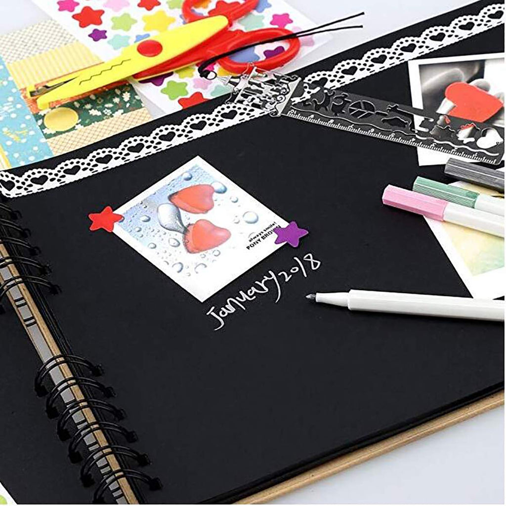 Gotideal 80 Pages Scrapbook Album with 10 Metallic Markers, Black