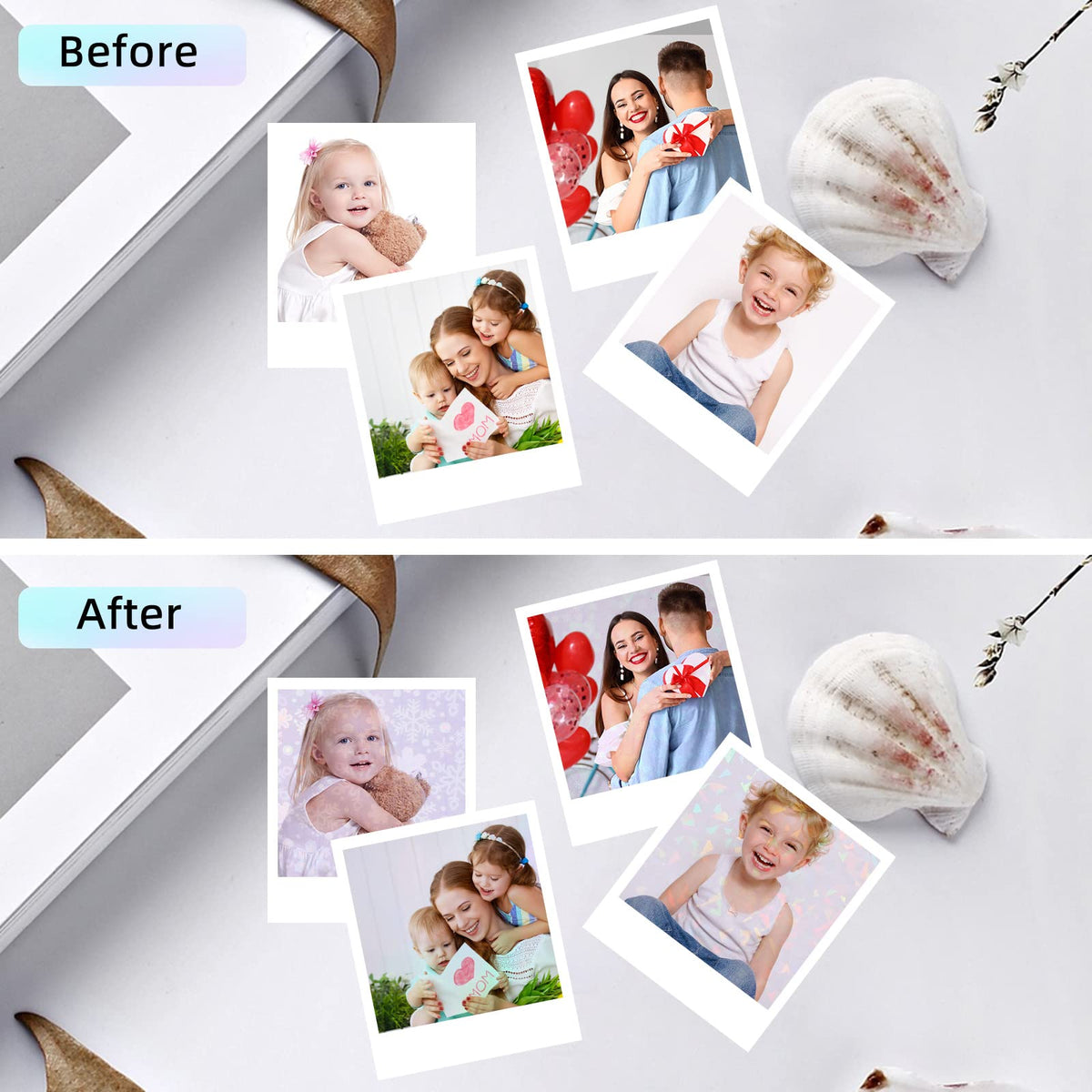 36 Sheets Holographic Laminating Sheets Clear Self Adhesive Sticker Paper