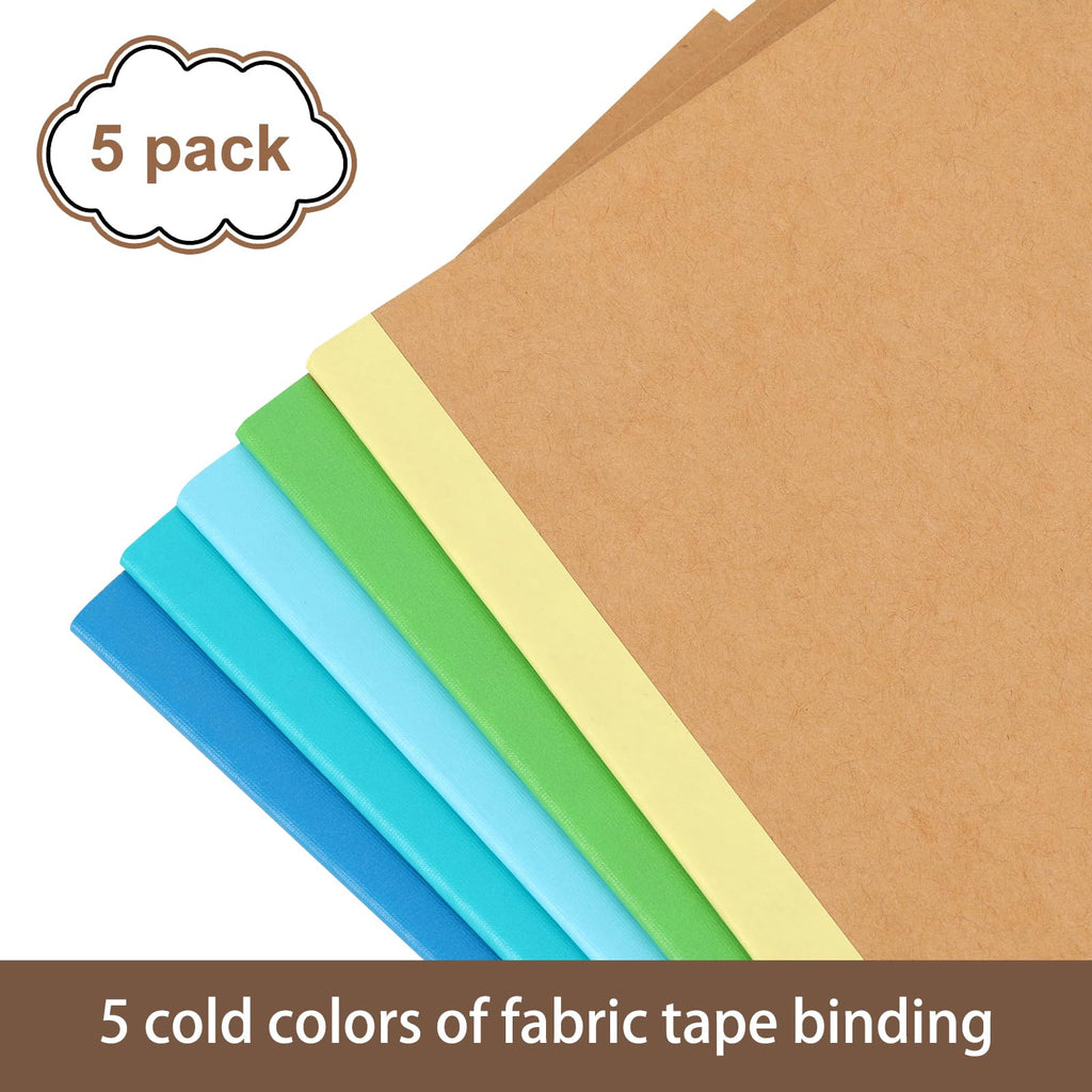 EOOUT 5 Pack A5 Composition Notebook, Kraft Lined Journal Bulk with Rainbow Spine, 5 Colors, 60 Pages for Women Girls Kids, School Office Supplies
