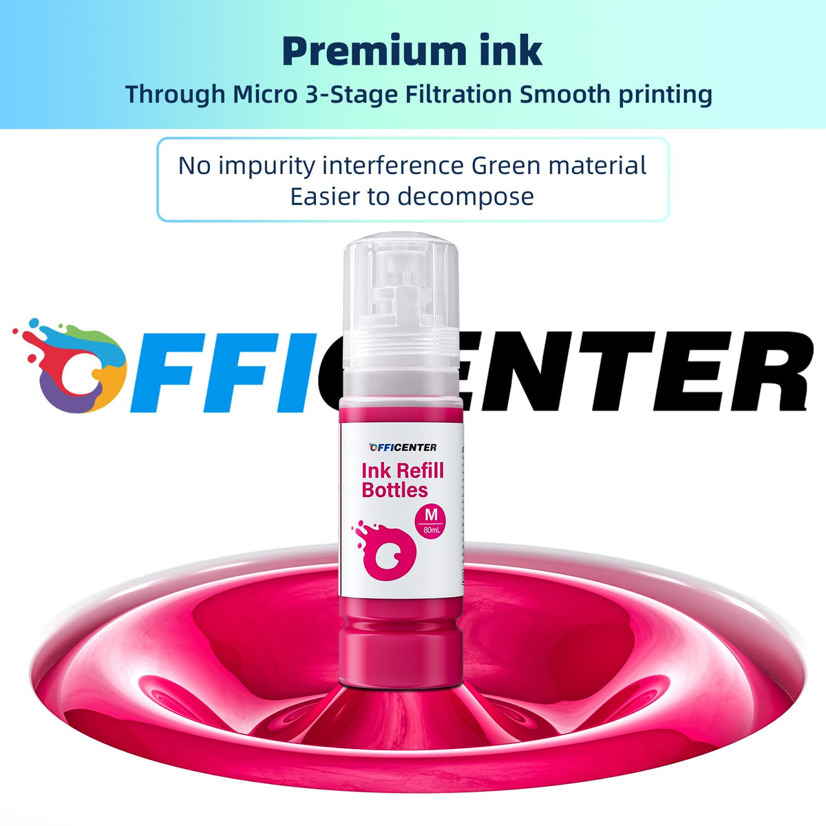 OFFICENTER Compatible Ink Refill Bottles for ET2760 ET-4760 ET2750 ET-3760 ET-2850 ET-15000 ST-4000 ST-2000 ET-3710 ET-3850 ET-3750 ET-4850 ET-3830 ET4750 ET2700 ST3000 ET3700 Printer(2BK C M Y)