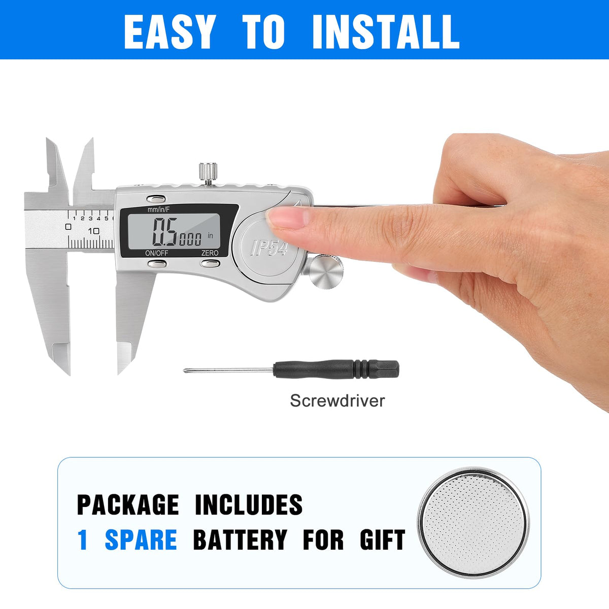 Digital Caliper, Adoric Calipers 0-6 Inch, Inch/mm Conversion, Large LCD