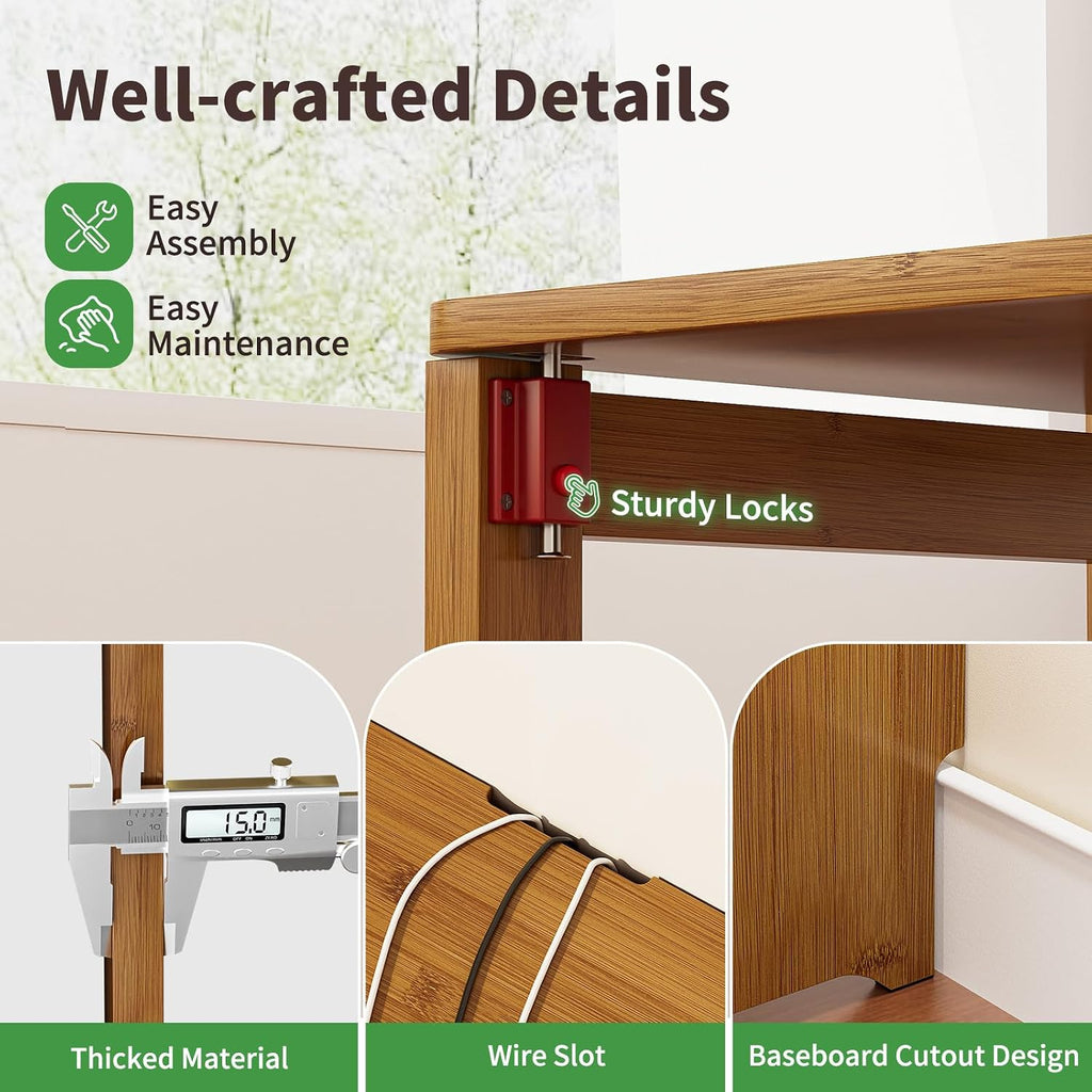 Dezyfurni Bamboo Folding Student Desk with Storage