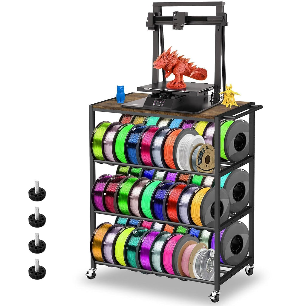 3D Printer Stand Table for 48 Filament Storage Rack, Brown
