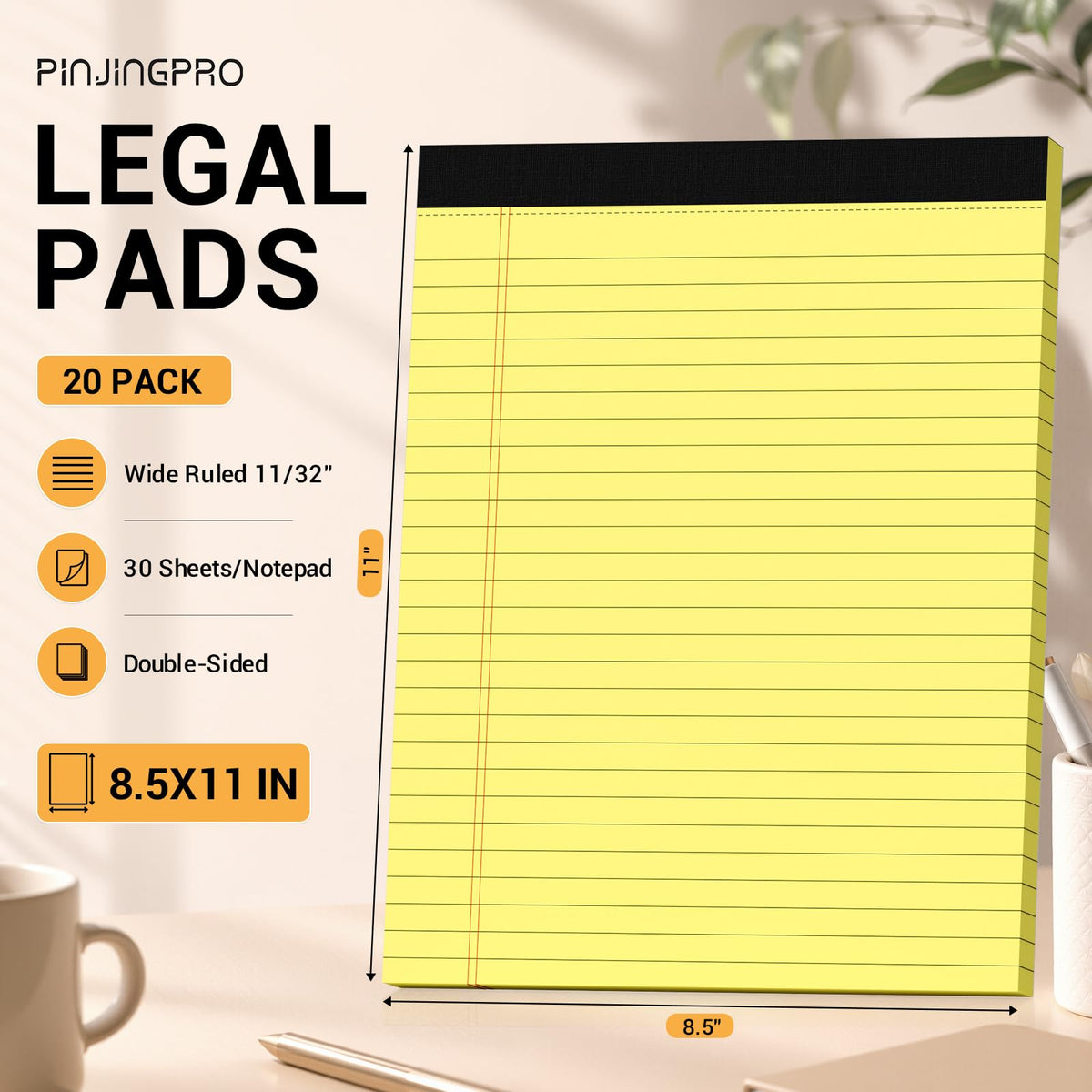 Colored Legal Pads 8.5 x 11, 3 Pack Notepads 8.5 x 11 Wide Ruled Note Pads