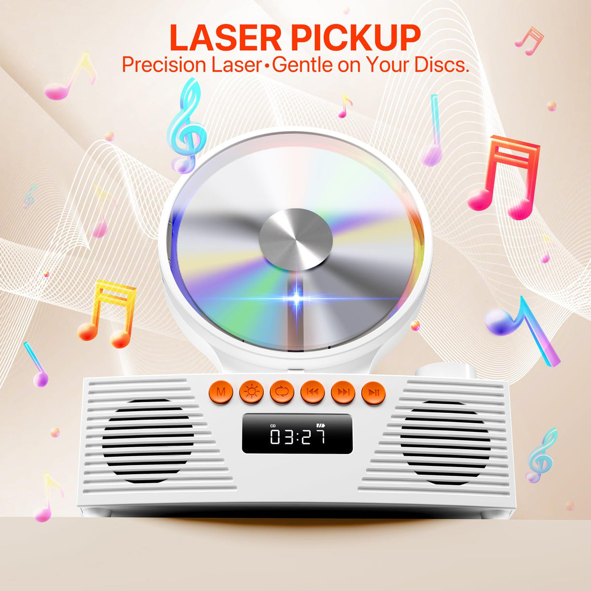 ROADOM KC607 Rechargeable Bluetooth CD Player for Learning (K–12)