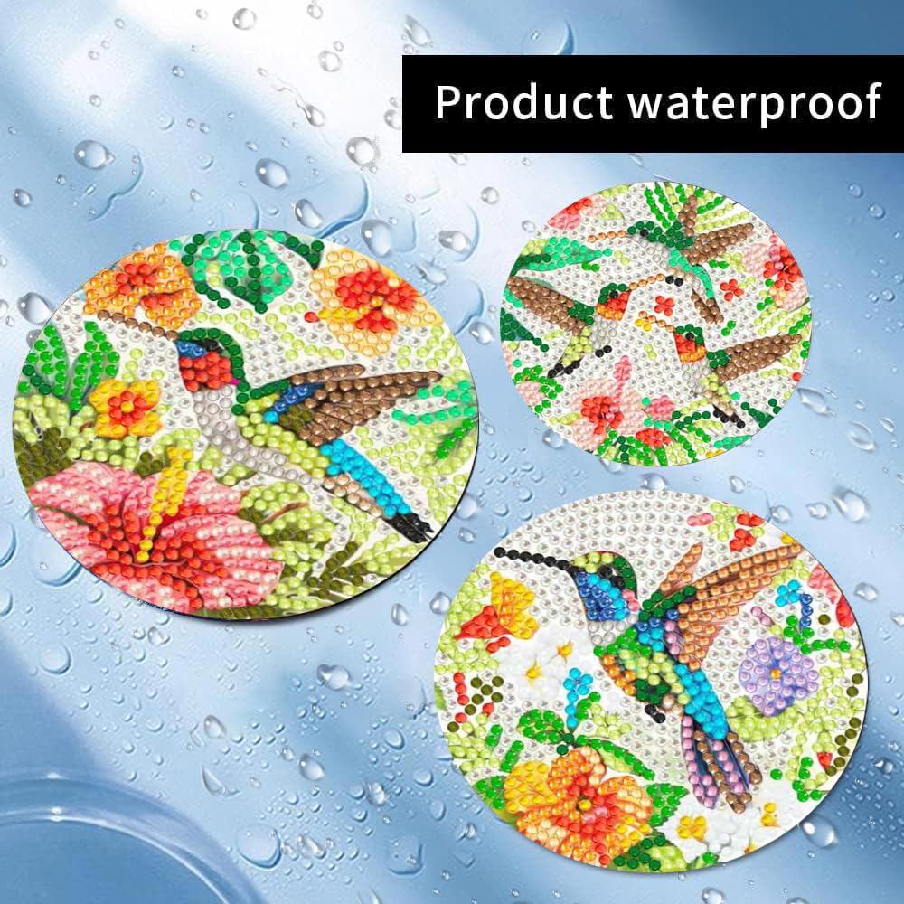 Puraikcmi 8PCs Diamond Paintings Coasters Kits Set, Funny Cat Diamond Art Coasters with Holder, DIY Crafts Diamond Art Kits Adult Craft Diamond Dots Gift