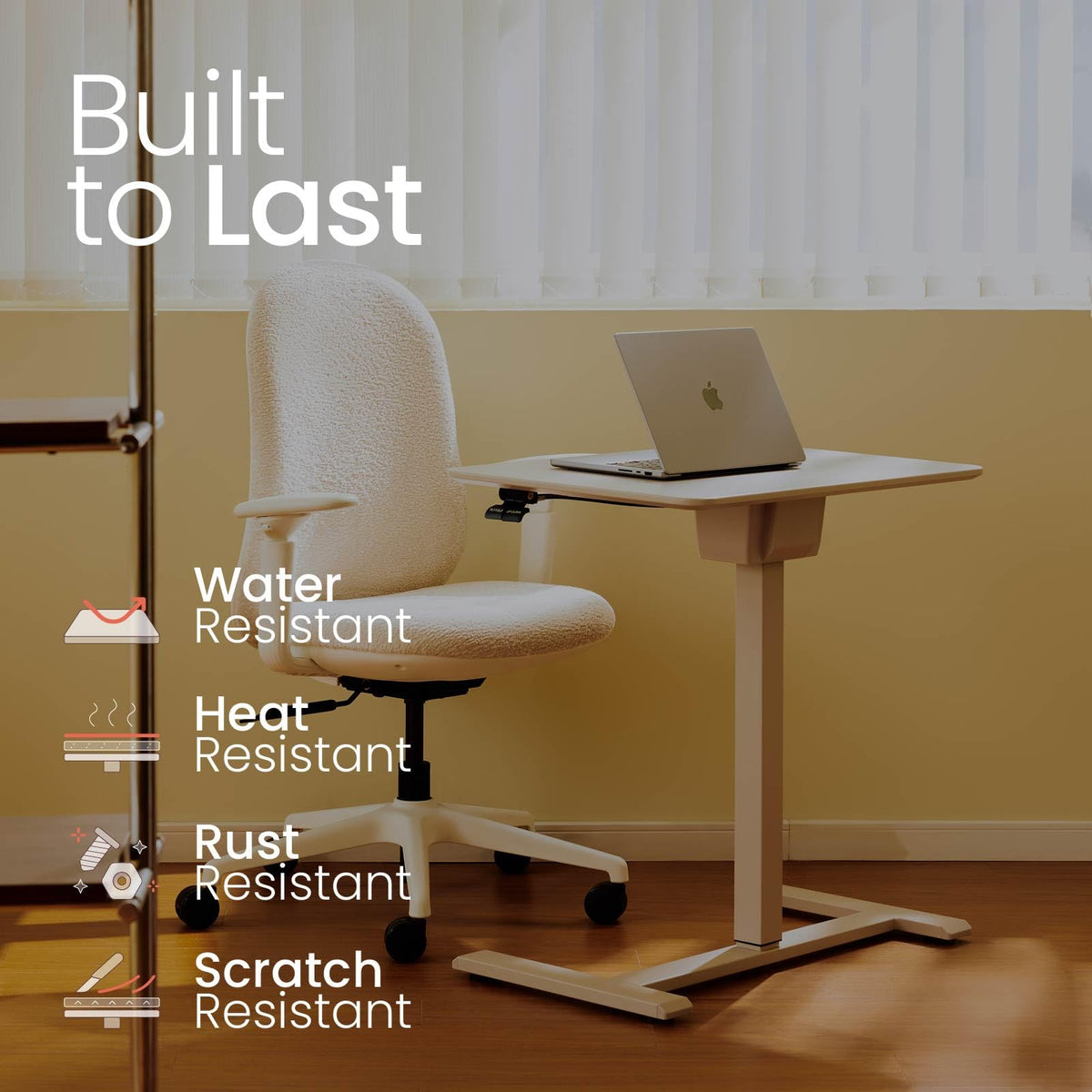 TopJob ANYDESK FOLD Mobile Standing Desk, Portable with Lockable Wheels, Foldable Stand Desk, Rolling Computer Workstations, Used for Home, Couch Side Table, Bedside Table in Bed Room Kitchen (Sand)