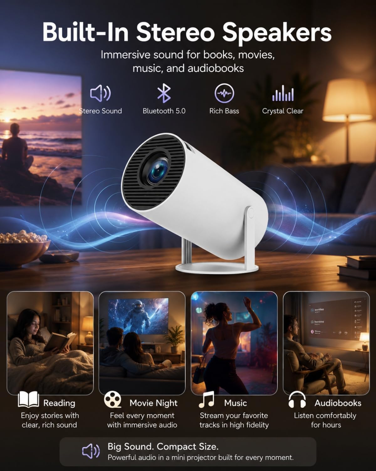 Smart Book Projector with 720p HD Display