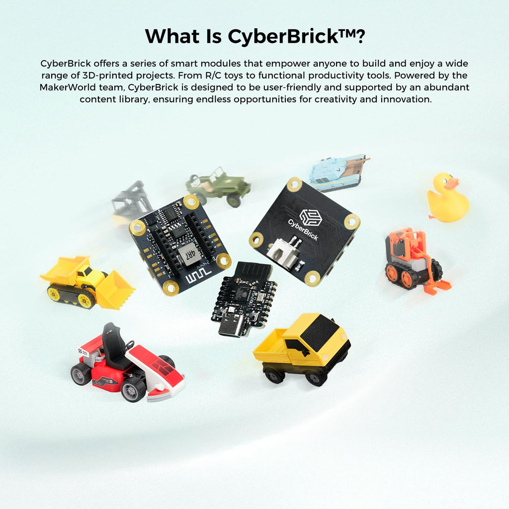 Makerworld CyberBrick Beginner Hardware Kit ZK004 (1 Vehicle,1 Remote),3D Printing STEM,DIY Build RC Car& Programmable Robotics Set,Modular Coding Electronics Learning Set for Bambu Lab Maker