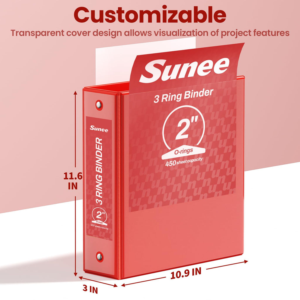 SUNEE 3 Ring Binder 1 Inch 4 Pack, Clear View 1" Binders Three Ring PVC-Free (Fit 8.5x11 Inches) for School or Office Supplies, Assorted Pastel