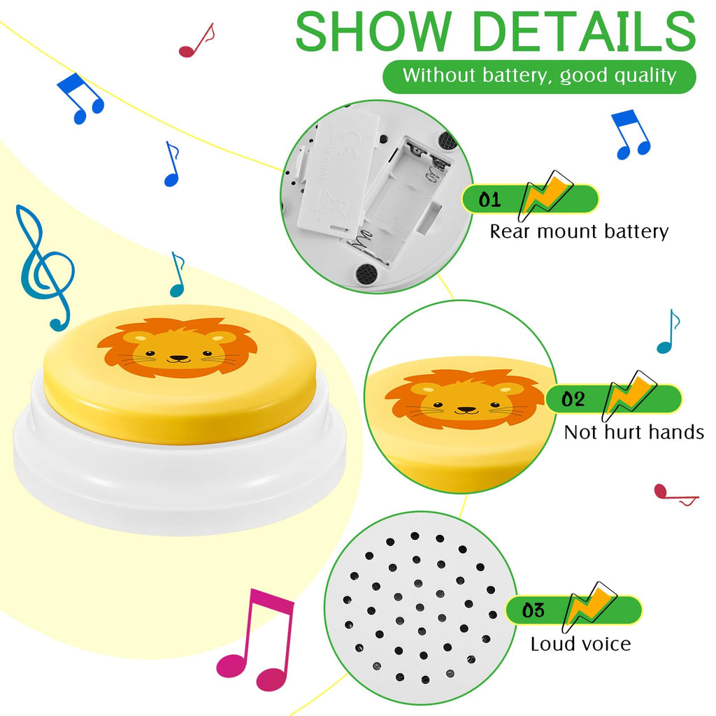 Syhood 8 Pcs Animal Sounds Buzzer for Trivia, Classic Style
