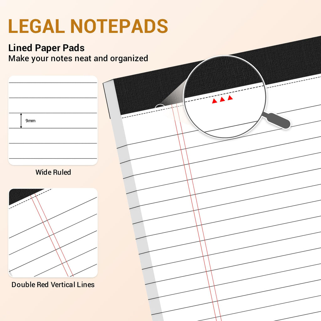 Colored Legal Pads 8.5 x 11, 3 Pack Notepads 8.5 x 11 Wide Ruled Note Pads